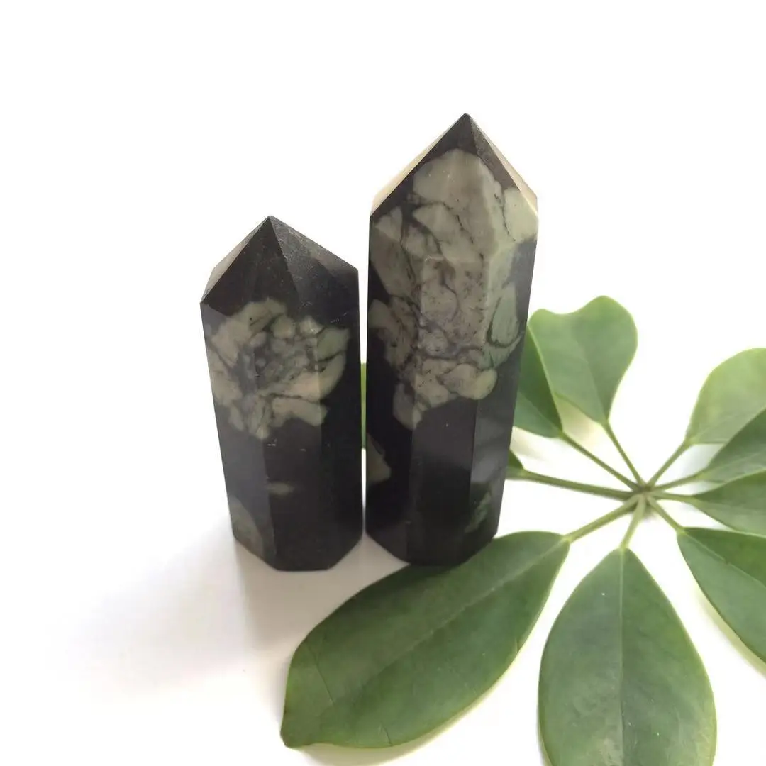 High Quality& Beautiful Natural Peony Stone Hand Carved Crystal Pillar For Present Or Collection ZY