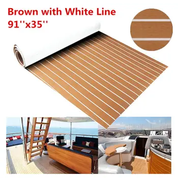 

Self-Adhesive 89x230x0.6cm Foam Teak Decking EVA Foam Marine Flooring Faux Boat Decking Sheet Accessories Marine Brown White