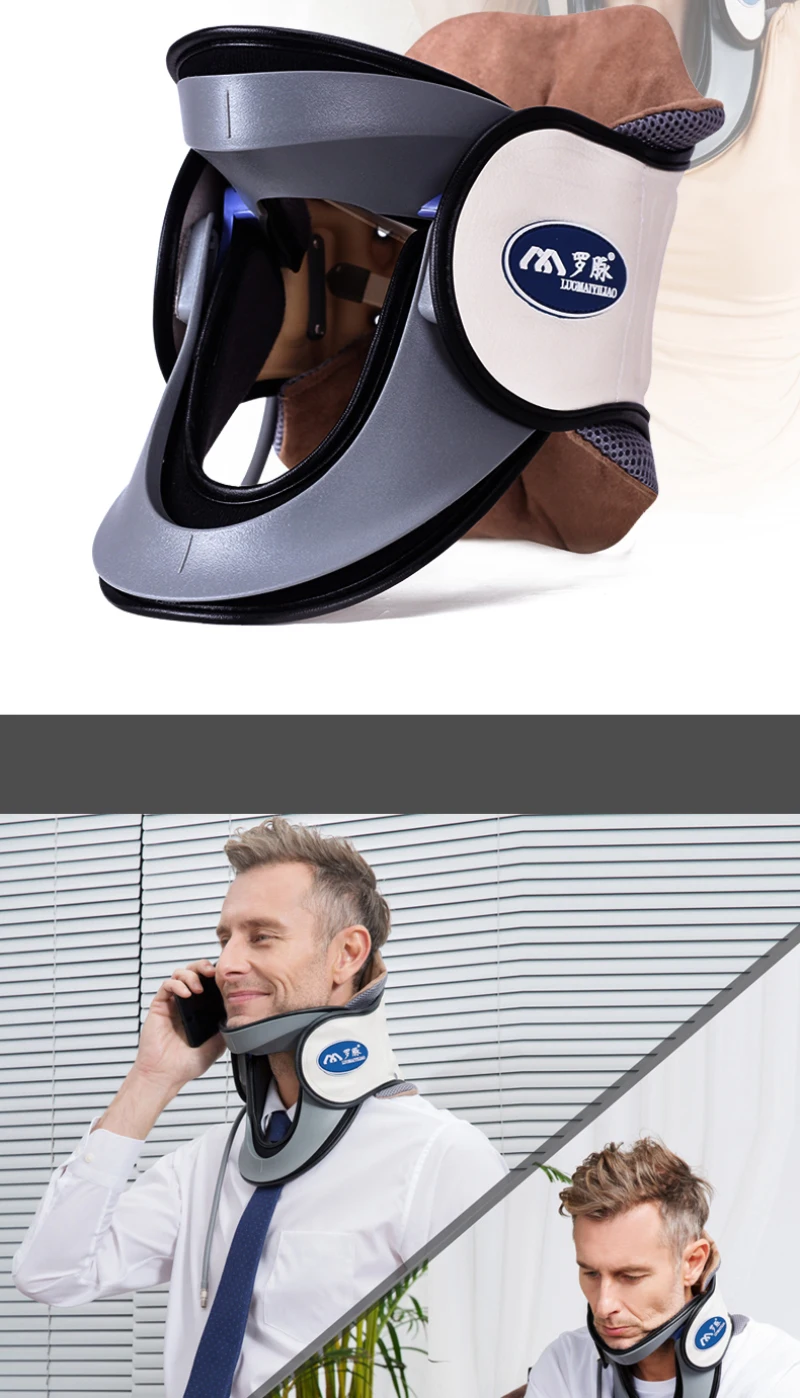 Cervical Traction Device Adult Inflatable Soft And Comfortable Fabric Big Breathable Hole Design Neck Correction Device