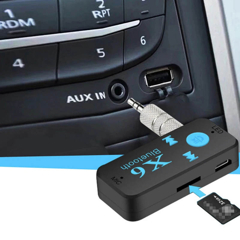 Wireless Bluetooth-compatible Receiver 3.5mm Jack Car AUX Audio  Adapter Hands-free Car Kits TF Card Play Mp3 Music Receiver