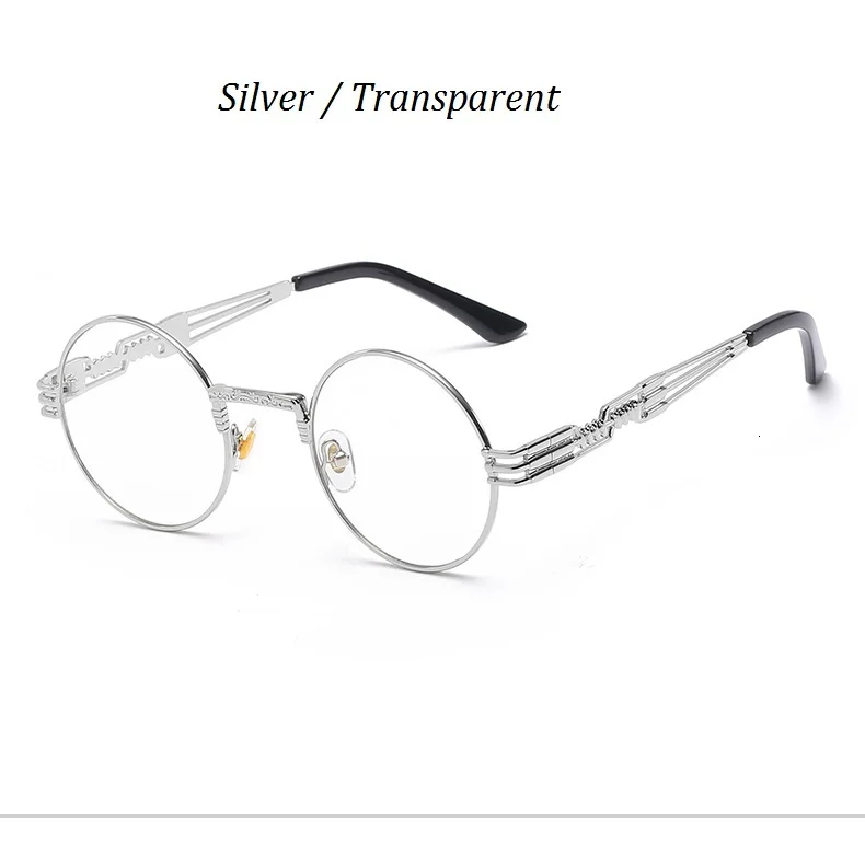 Round Gothic Steampunk Metal Sunglasses Men Women Vintage Driving HD Mirror Sun Glasses Eyewear Retro Shades Oculos De Sol UV400