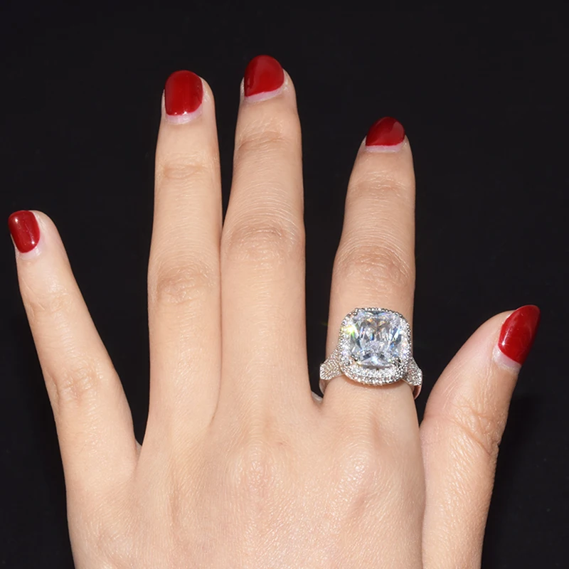 Блестящее кольцо с большим камнем, серебряным цирконием, обручальное кольцо для женщин, кольцо с квадратным кольцом, модное ювелирное изделие