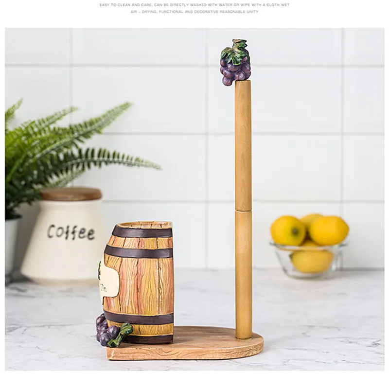 Creative Grape Wine Barrel Upright Napkin Holder Kitchen Tissue Holder Roll Paper Tissue Box Holder Decorations For Home R3172