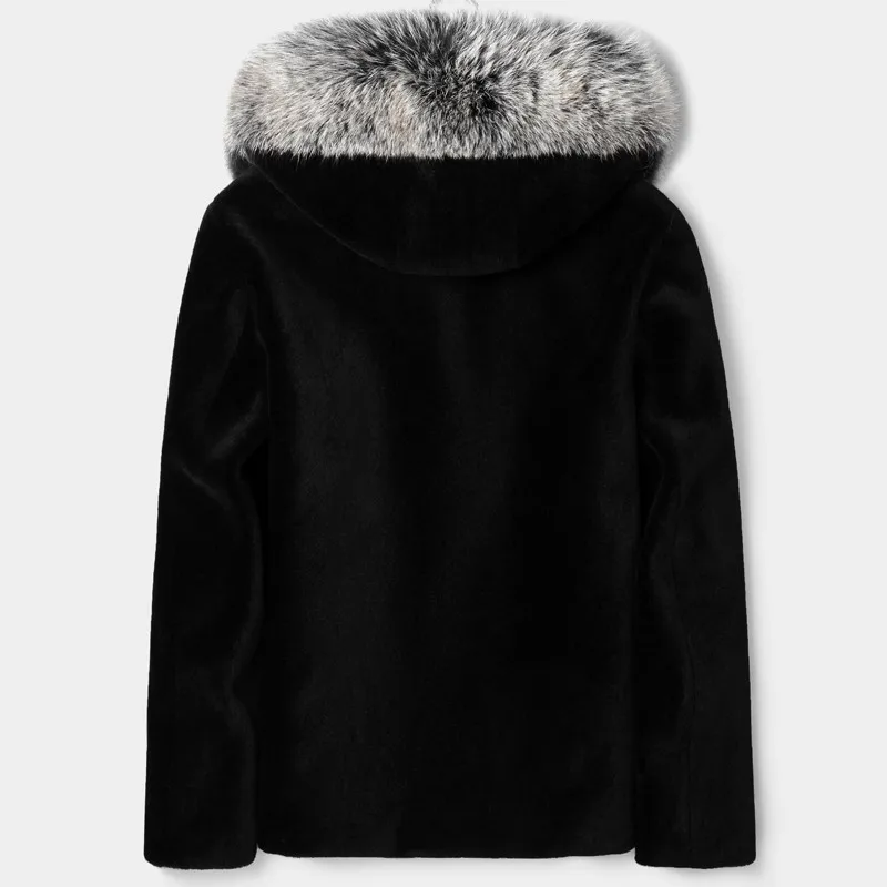 Echte Schapen Shearling Bont Jas Winterjas Mannen Real Fox Bontkraag Warm Uitloper Mens 100% Wollen Jassen Chaqueta LSY088035 MY1607 Echte Schapen Shearling Bont Jas Winterjas Mannen Real Fox Bontkraag Warm Uitloper Mens 100% Wollen Jassen Chaqueta LSY088035 MY1607