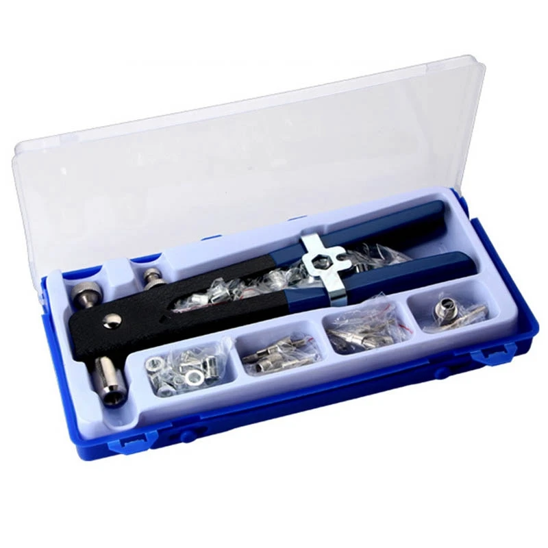 

110Pcs M3-M8 Blind Rivet Nuts Threaded Insert Rivet Tool Riveter Machine with Rivnut Insert Riveting Kit Household Repair Tools