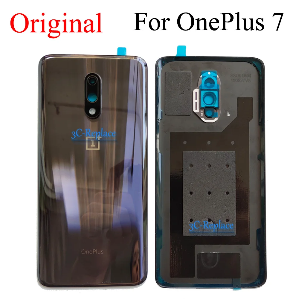 6,4 дюймов, черный/синий, новинка, для OnePlus 7 1+ 7, задняя крышка, крышка для батареи, корпус, чехол, заднее стекло, запасные части