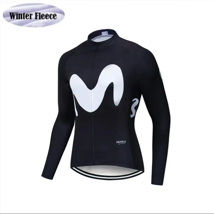 fleece jersey 3 12D гелевая команда с длинными рукавами, Майо movistar, Джерси для велоспорта, Зимняя Теплая Флисовая форма для велоспорта, быстросохнущая зимняя одежда для велоспорта - Цвет: fleece jersey 3