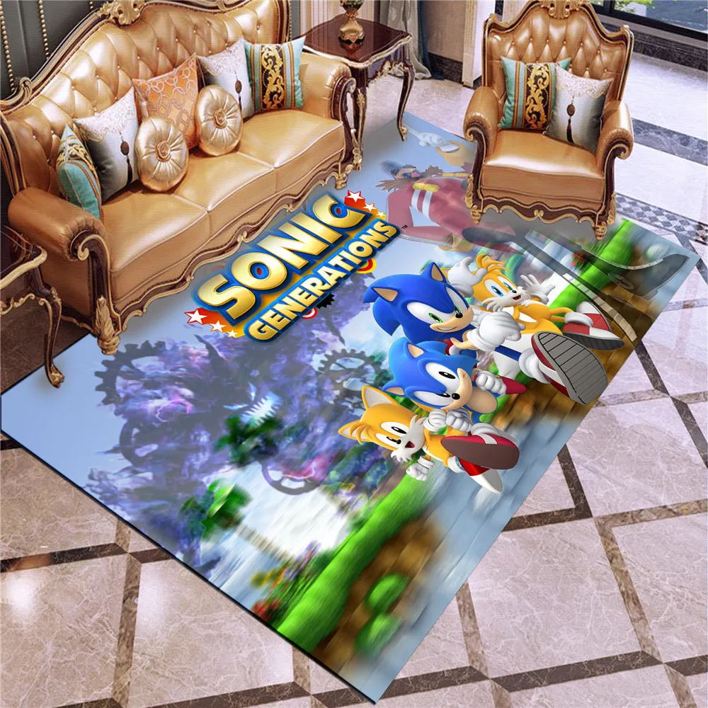 

3D Printing Bedroom Area Rugs Sonic The Hedgehog Large Size Carpets Modern Halloween Party Anti-slip Floor Rug Home Decor Mats