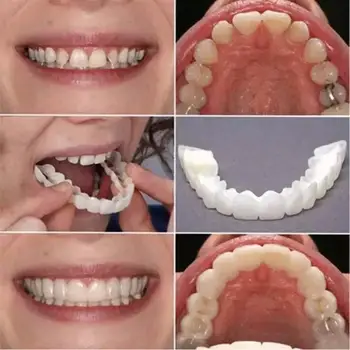 

1 Set Beautiful Smile Veneers Teeth Braces Comfort Fit Cosmetic Wear Resistance Teeth Denture Teeth Simulation Braces with Box