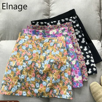 

Daisy Printed Women's Skirt Summer A Line Faldas Slim High Waist Buttock Short Jupe Femme Korean Style Vintage Clothes 5A948