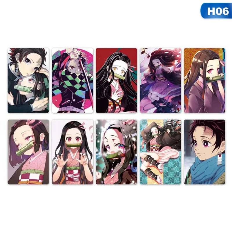 Demon Slayer Kimetsu no Yaiba Anime Card Sticker Pack DIY Waterproof Card Classic Kids Stickers toys for children 10 pcs