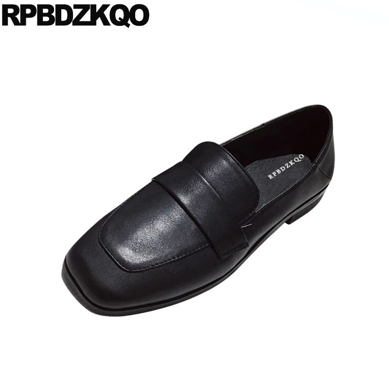 

low heel chinese square toe loafers women slip on black spring autumn 2019 ladies vintage brown fashion designer shoes china
