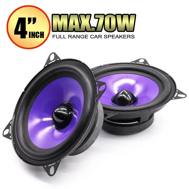 2pcs 4 Inch 70W Car Audio Speaker Full Range Frequency Mid bass Ultra thin Automotive Speaker Non-destructive Installation car coaxial speakers