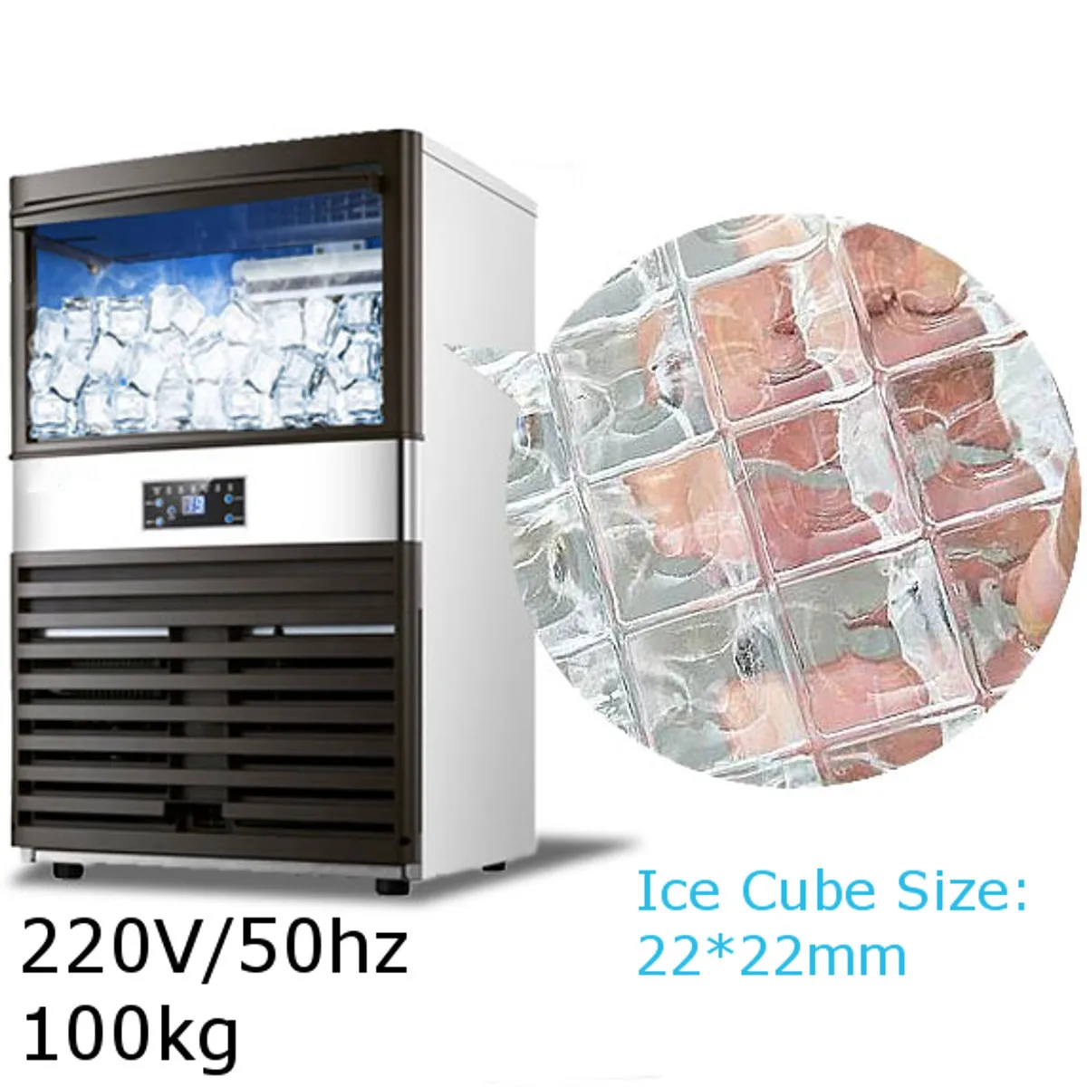 

100kg Ice Makers Commercial Automatic Ice Cube Making Machine for Bar Coffee Shop Milk Tea Room 220V/50hz