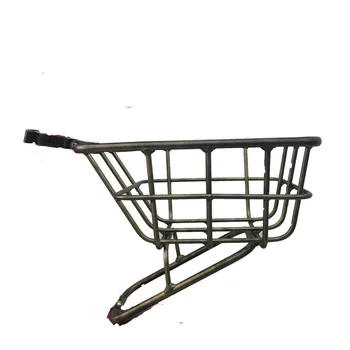 

Aluminium Alloy Folding Electric Bike Basket Hollow Out Metal Frame Basket Mini Portable Electromobile Bike Rear Basket Black