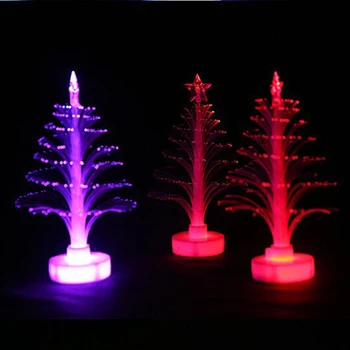 

Colored Fiber Optic LED Light-up Mini Christmas Tree with Top Star Battery Powered Children Toy Light Tree XHC88