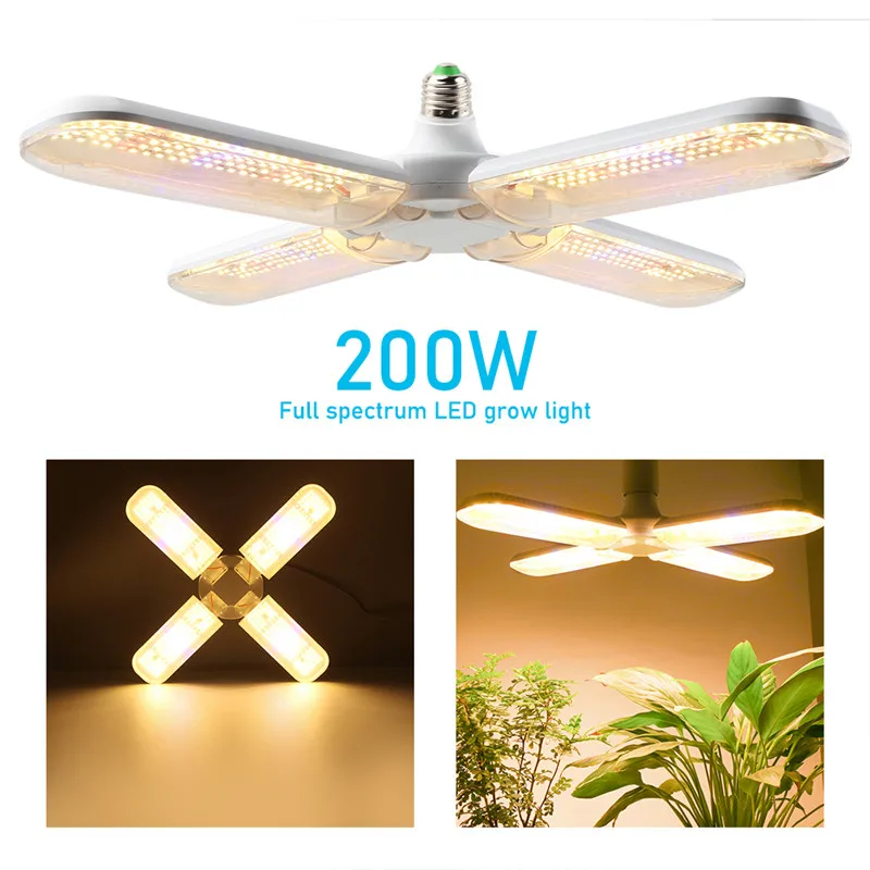 4pcs 2pcs 1pcs E27 LED Grow Light 200W Full Spectrum Growth Lamp Bulbs Waterproof for Indoor Outdoor Greenhouse Plant Flower Veg