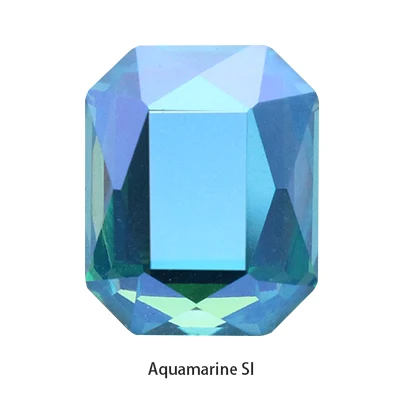 20pcs Rectangle Shape Glue On Nails Rhinestones Flatback Glass Strass Crystals Stones Nail Art Decoration Accessories Aquamarine SI