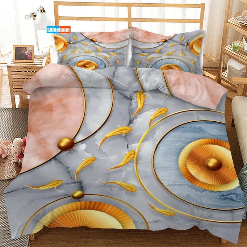 

3 Pcs Luxury Duvet Cover Set Fashion 3D Stereo Fish Bedding Sets Comforter Duvet Cover Pillowcase Home Textiles