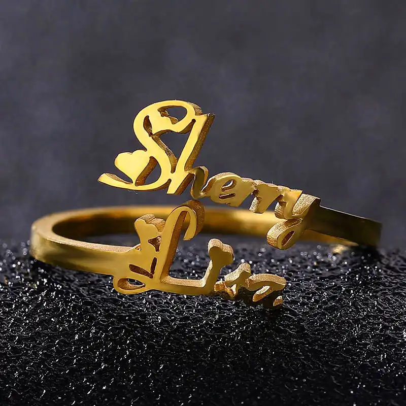 Personalized Gold Couple Rings