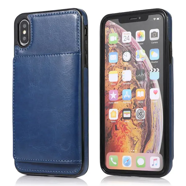 Синий Ретро чехол для телефона из искусственной кожи для iPhone X XS Max XR 8 7 6 6s Plus чехол с несколькими держателями карт чехол для iPhone XS MAX 8 Plus чехол - Цвет: Синий
