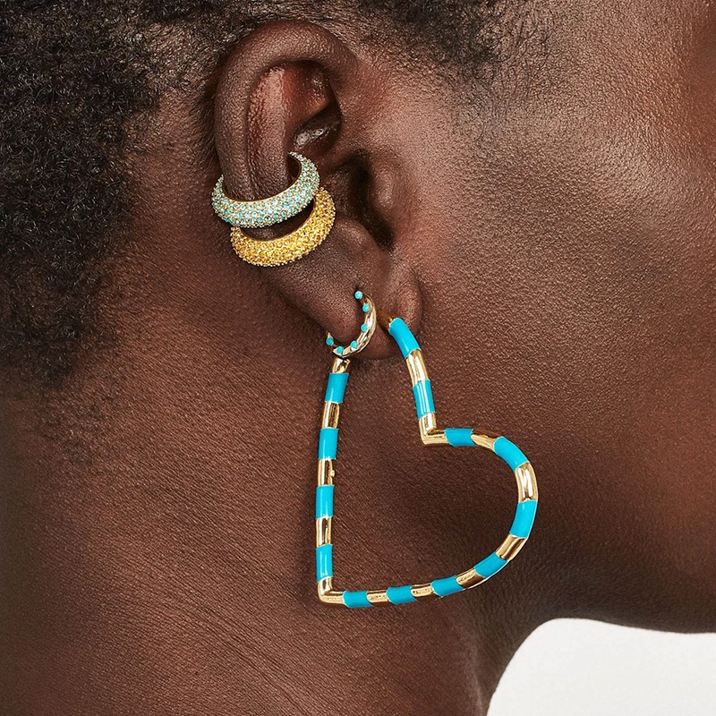 

Boho Crystal Ear Cuff Brincos C Shape Colorful No Pierced Statement Earring for Women Charm Clip Wedding Jewelry ZA 2019