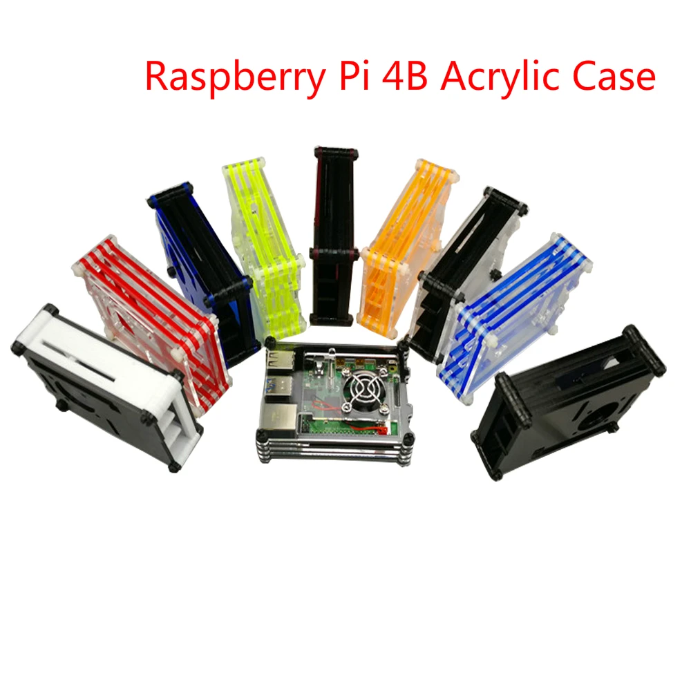 

Raspberry Pi 4 Acrylic Case 9 Layer Box Transparent Enclosure Cover Multi Colorful for Raspberry Pi 4B Hot Set