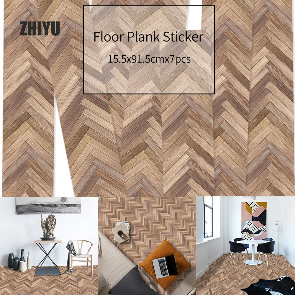 Wood Color Self Adhesive Floor Plank Stickers Decoration Home Wood Grain Tile Sticker Decor Bathroom Bed Room And Living Room Wall Stickers Aliexpress