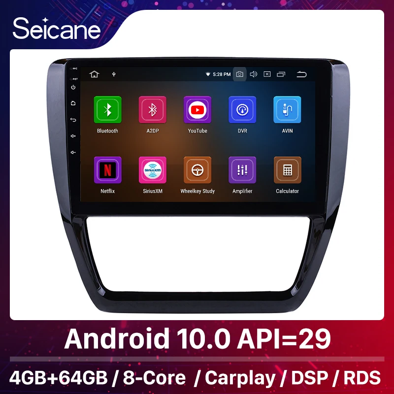 Seicane 4G + 64G 10 1 дюймов Android 0 радиоплеер для 2012 2015 VW Volkswagen SAGITAR Автомобильный GPS
