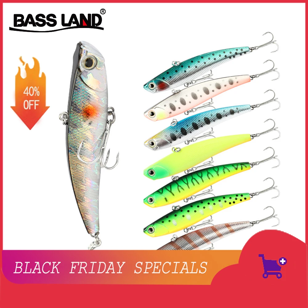 Bassland VIB жесткая приманка для рыбалки stickbait isca Искусственные воблеры Тройной Крючок для рыбалки морской бас форель Япония зима