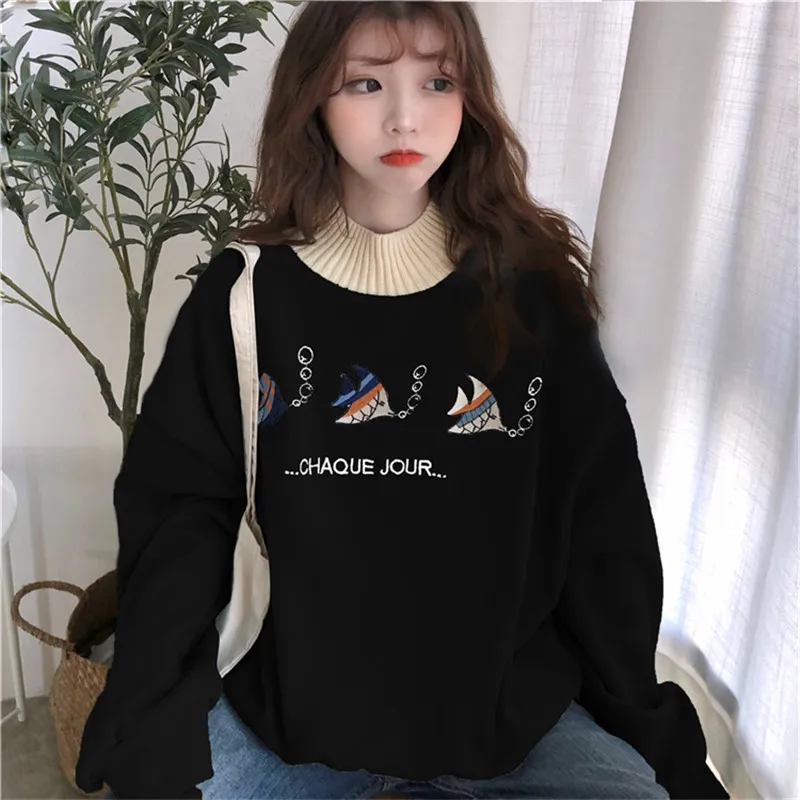 Новые бархатные толстые Ulzzang женские осенние корейские ins Harajuku винтажные Веселые топы с героями мультфильмов Модные свободные повседневные женские толстовки