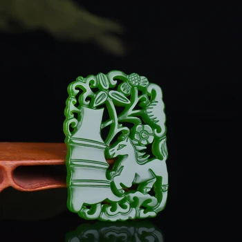 

CHINESE GREEN JADE DOUBLE SIDE HOLLOWED OUT ZODIAC HORSE PENDANT NECKLACE JEWELLERY FASHION HAND-CARVED JESUS LUCKY AMULET GIFTS