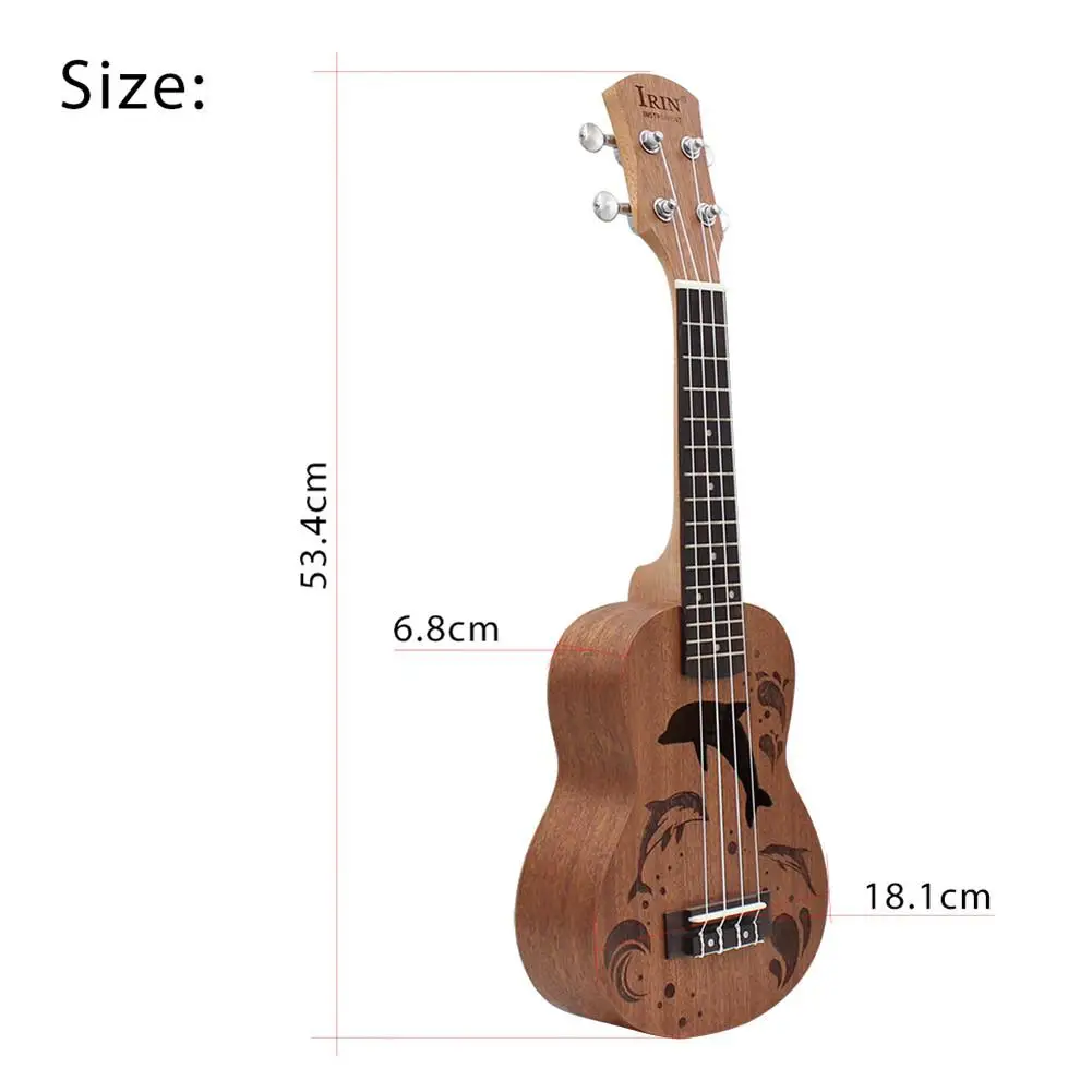 21 дюймов Гавайская гитара из Сапеле пустотелое отверстие дельфин сердце узор 4