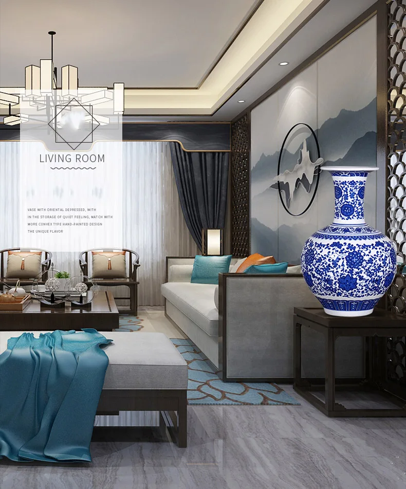 Китай(материк) синяя и белая фарфоровая ваза дракон Цветочные Ландшафтный дизайн Настольный Керамика ваза для украшения интерьера китайская Дизайнерская обувь в стиле ретро