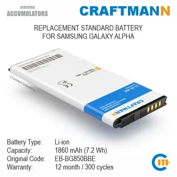 Batería para Samsung GALAXY ALPHA (EB-BG850BBE)