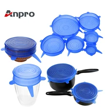 Anpro 6 шт./компл. Универсальный стрейч силиконовый чехол стрейч чаша горшок крышка Вакуумная герметизация крышка кухня сохранение продуктов ...(China)