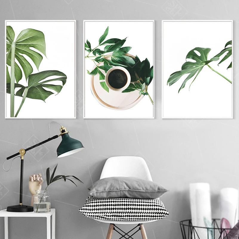 Скандинавские украшения для дома пальмовые зеленые растения пейзаж кофейные