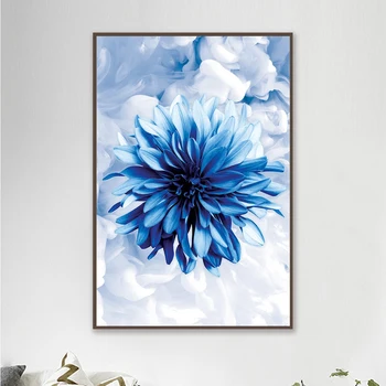 

Canvas Painting Decor Elegant Blue Flower Phrase Poster and Print Nordic Style Wall Picture Modern Living Room Decoration 3-28