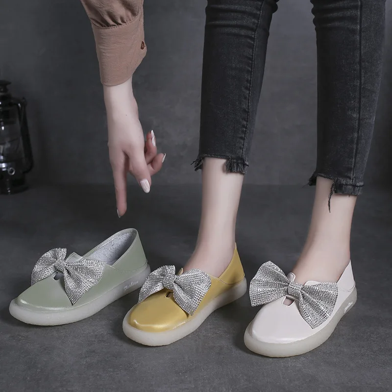 

Shoes WOMEN'S Flat Shoes 2019 New Style Autumn Versatile Fashion Bow Soft-Sole Slip-on Double Purpose Moccosins Fashion