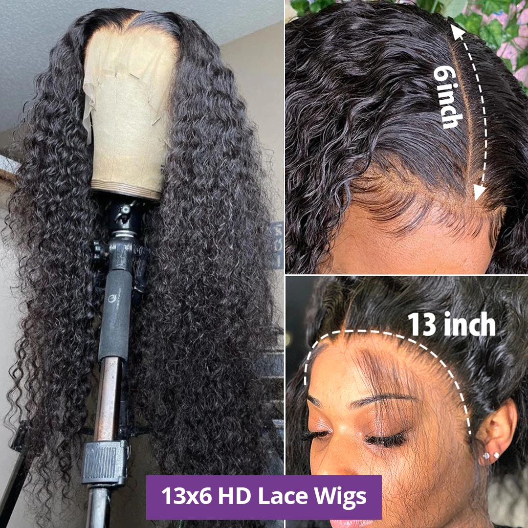 360 13x6 Lace Frontal Human Hair Wigs Deep Wave Frontal Wig Brazilian Loose Water Wave Curly Human Hair Wigs For Black Women