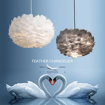

Feather Pendant Lights Droplights Kids Room Hanging Light Crystal Bedroom Suspension Wedding Lighting Fixture For Bedroom
