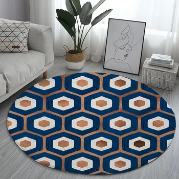 

Geometric wave round carpet living room computer chair area carpet children's play floor mats cloakroom carpets and floor mats