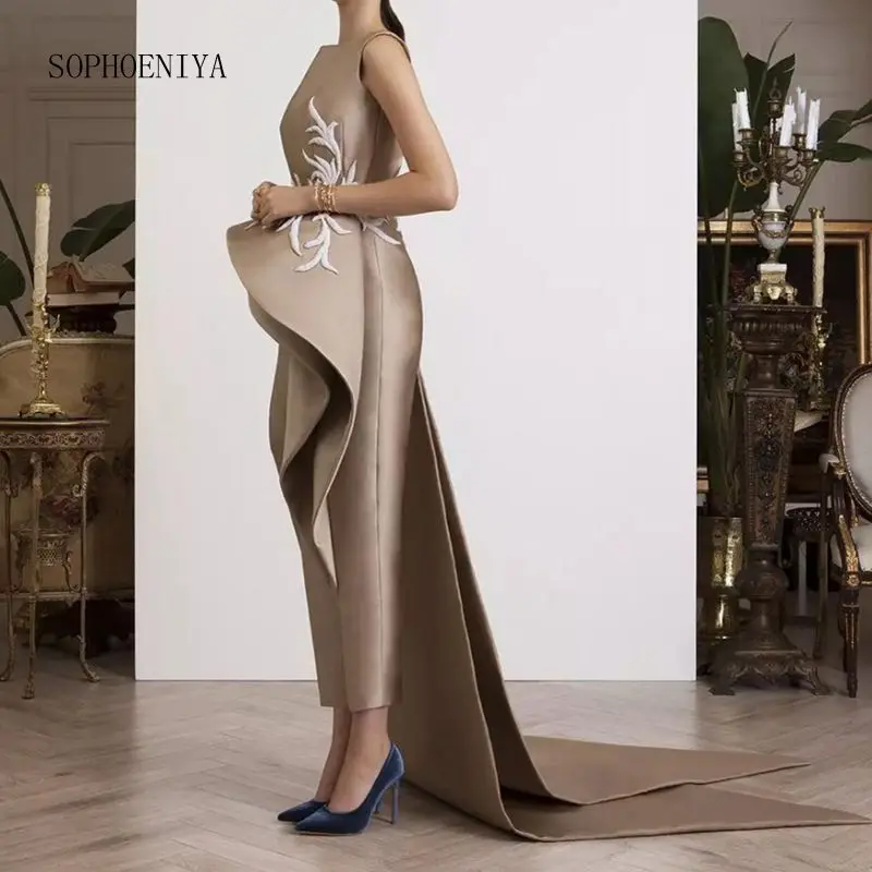 Robe de soiree торжественное платье атласное avondjurk вечернее платье с кружевной аппликацией платья элегантные длинные