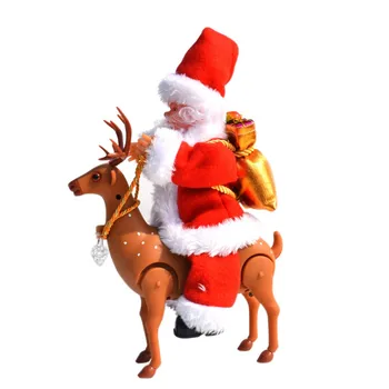 

Christmas Festival Style Toy cute Santa Claus with elk Plastic Cloth Material Moving Voice Funny Safety Decoration Toys
