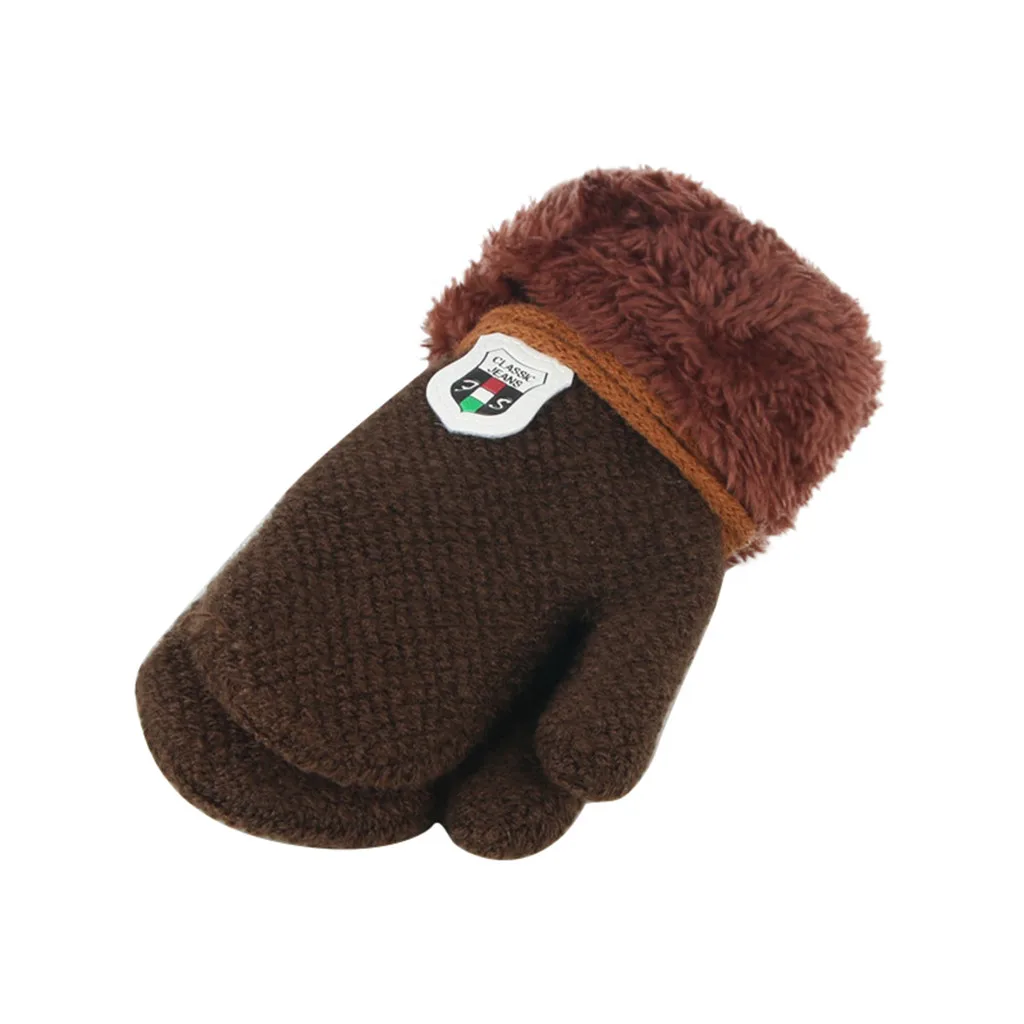 Детские зимние перчатки, сохраняющие тепло, вязаные толстые и меховые вязаные перчатки, зимние перчатки из искусственного меха для мальчиков и девочек