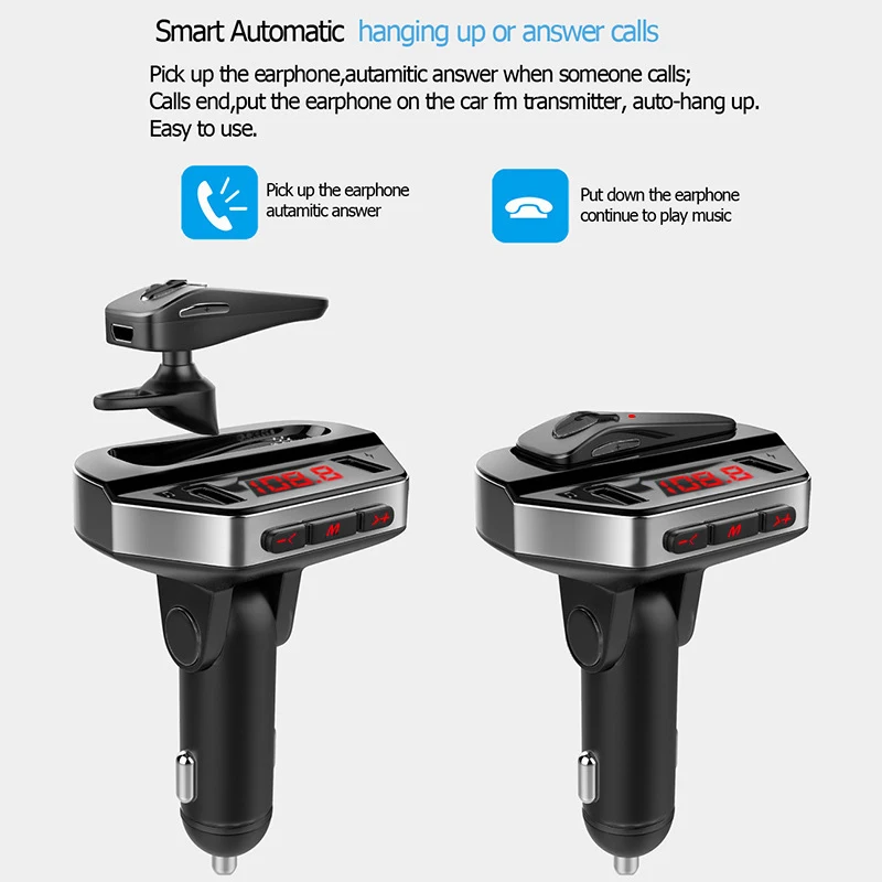 Bluetooth FM-передатчик автомобильный комплект наушников аудио mp3-плеер с двумя