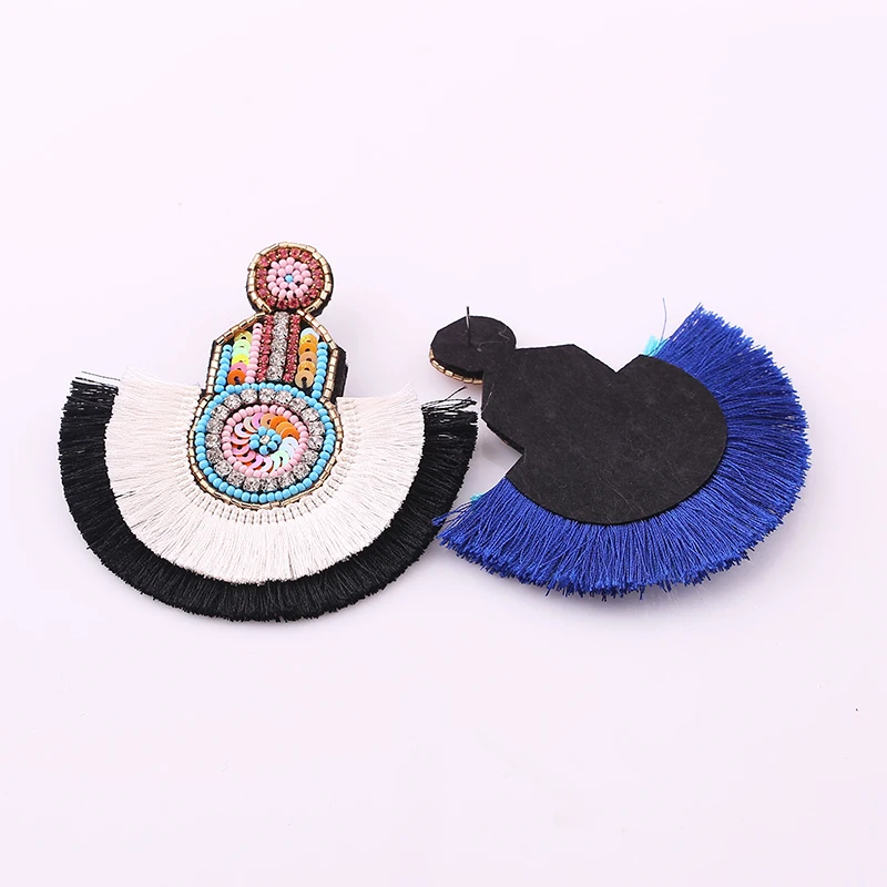 Statement Earrings Tassel Boho Ethnic Colorful Dangle Drop Earrings Beads INS Trendy Wedding Jewelry dangle earrings,drop earrings,crystal tassel earrings