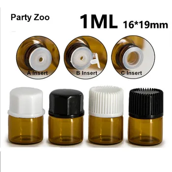 

1060 x 1ml 16*19mm Small Amber Glass Essential Oil Bottle with Different Insert Mini Cosmetic Liquid Container