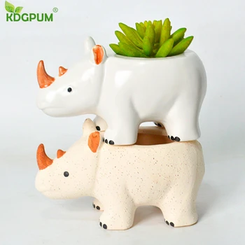 

Creative Home Flowerpot Cartoon Rhinoceros Gardening Ceramic Flowerpot Hotel Decoration Succulent Plant Home Decoration Supplies
