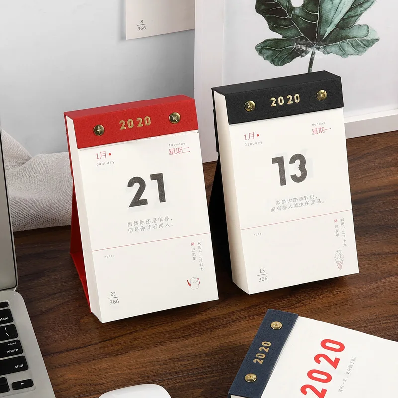 

2020 Cute one year Calendars Mini Desk Calendar Office Work Learning Schedule Periodic Planner Stationery
